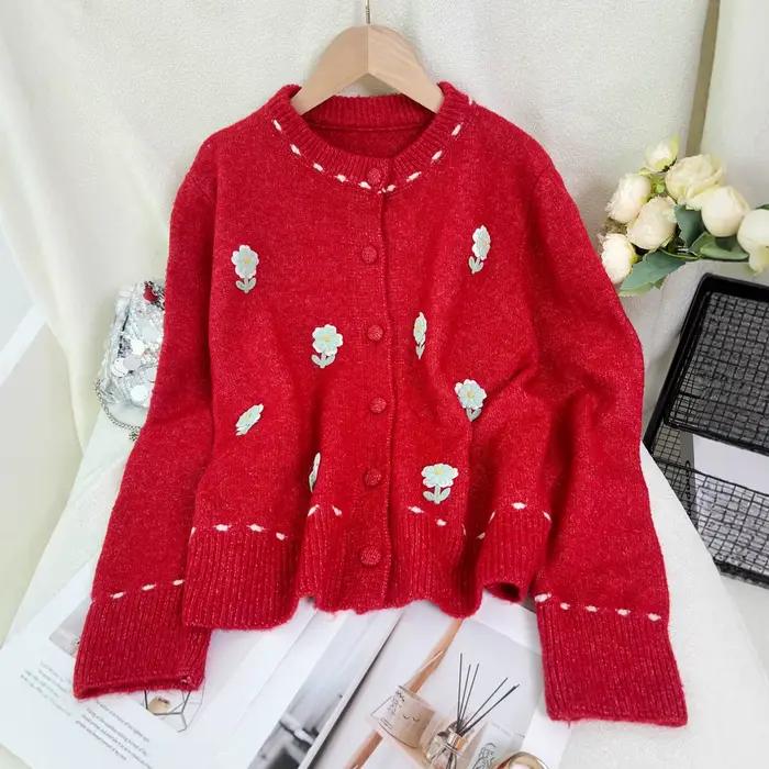 Cardigan Polyester Patchwork Style Élégant Mode Automne Hiver Occasionnels Femmes