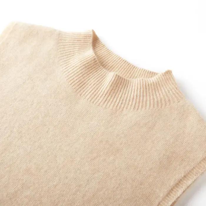 Pull à col montant en fibre de laine pure pour femme