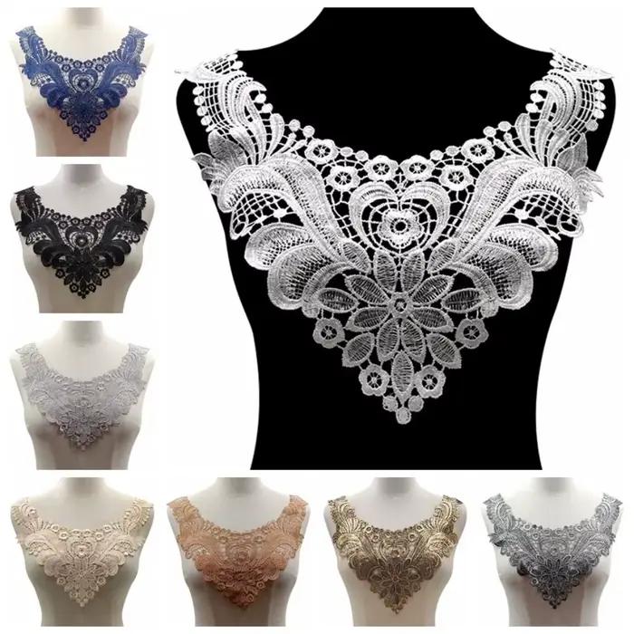 Col en dentelle creuse DIY élégant faux col brodé floral artisanat de couture pour femmes occasions spéciales