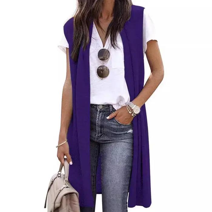 Cardigan en tricot Long sans manches pour femme
