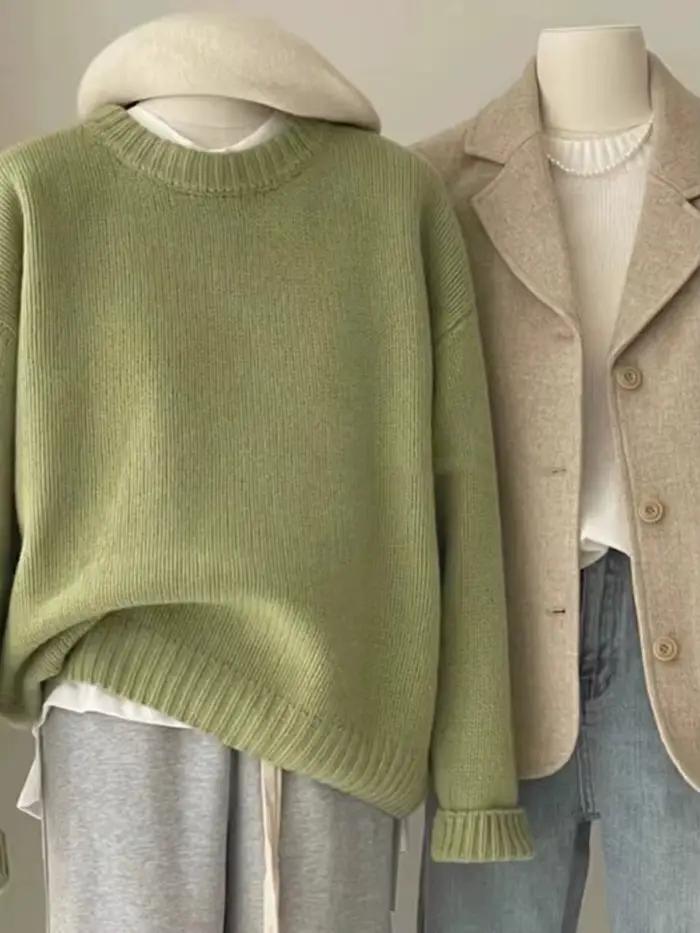 Pull en cachemire pur 100% à col rond pour femme