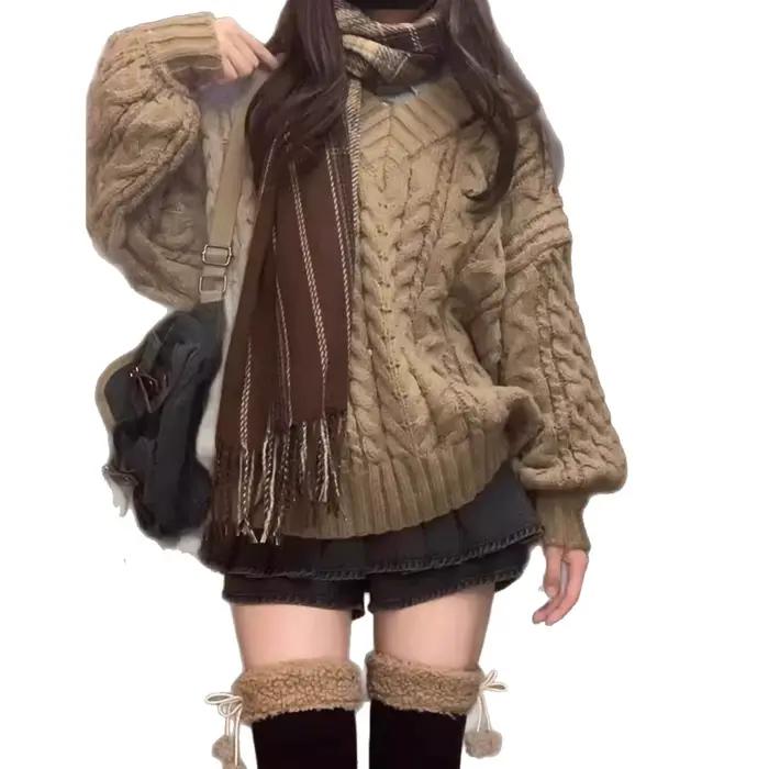 Pull tricoté épais surdimensionné pour femme