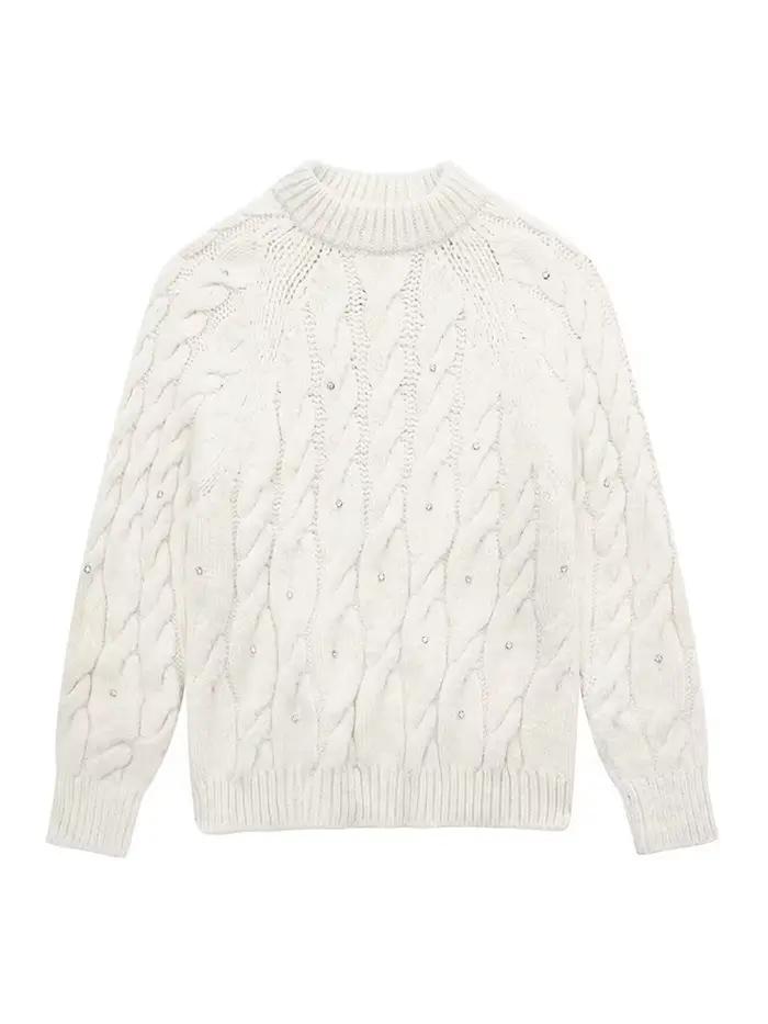 HH automne femme brillant huit brins tresse porter pull