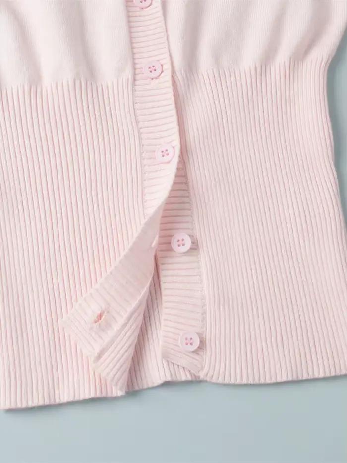 Cardigan tricoté rose à manches longues pour femmes