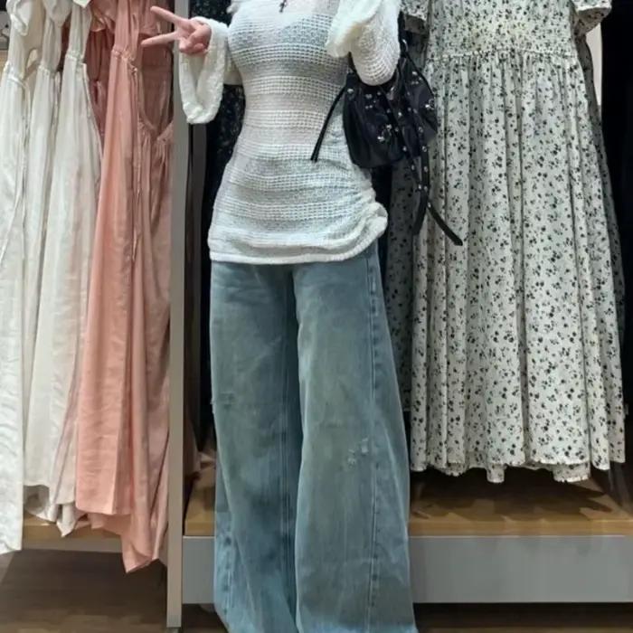 Pull à manches longues en maille sexy pour femmes