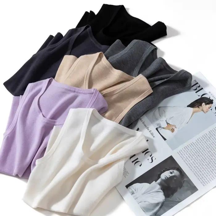 Camisole tricotée à col rond pour femme