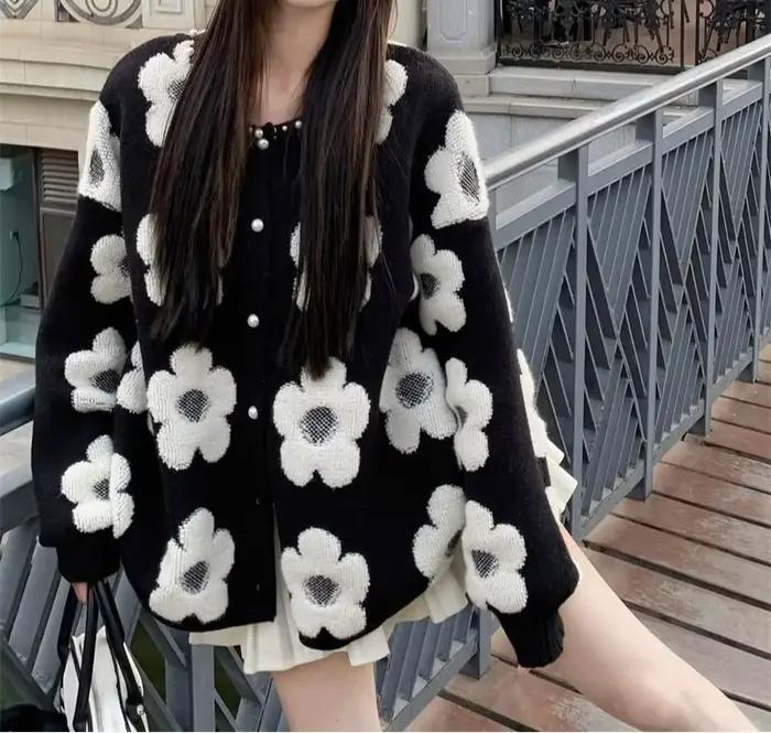 Veste pull Jacquard Cardigan automne et hiver