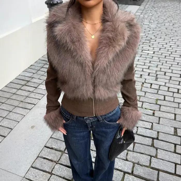 Cardigan épissé en peluche