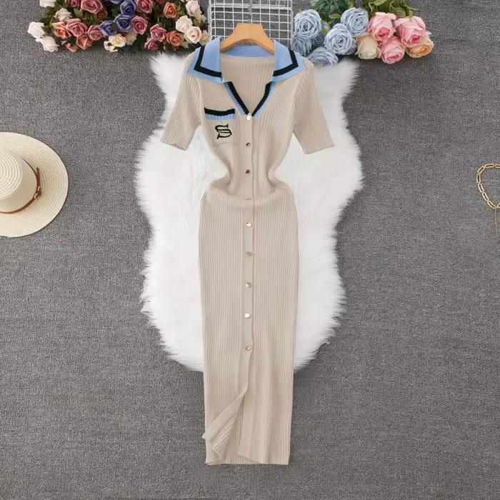 Robe en tricot vert, Slim