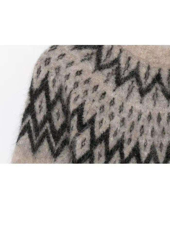 HH femmes hiver mode Ski série alpaga Jacquard tricot pull femme polyvalent col rond à manches longues