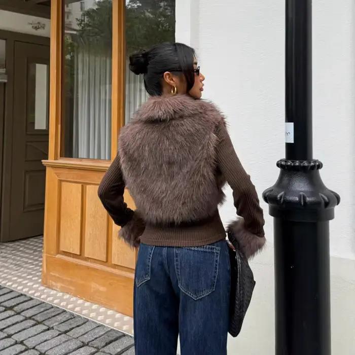Cardigan épissé en peluche