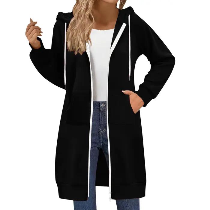 Cardigan ouvert à manches longues pour femme, couleur Pure, épais, automne-hiver, veste à fermeture éclair, Style de rue, confortable, décontracté, mode automne hiver polyvalent occassions spéciales