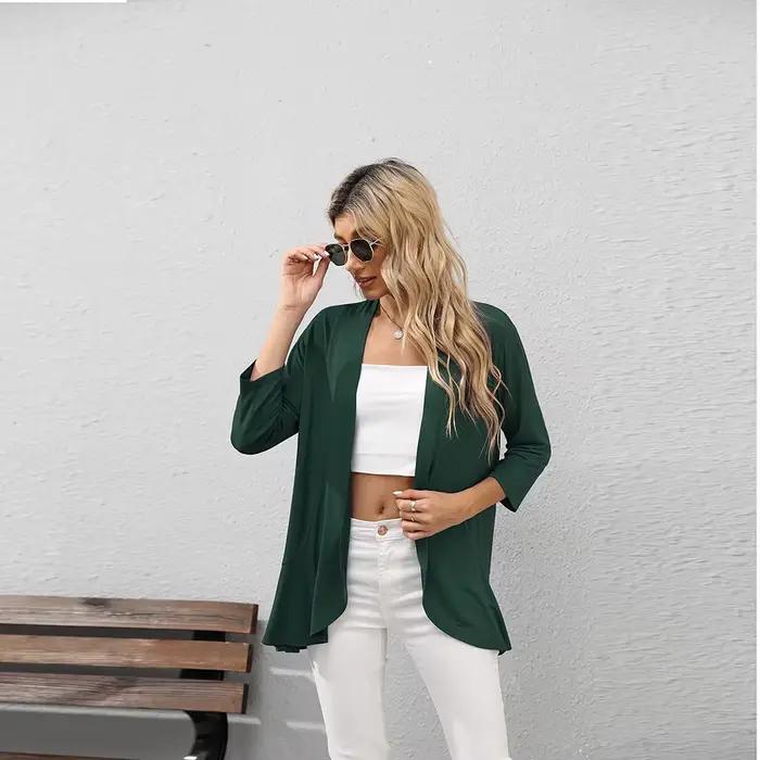 Femmes mode Cardigan printemps couleur unie
