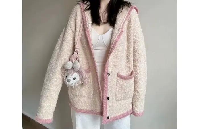 Cardigan femme polyester col rond veste pull haut à manches longues pour automne et hiver style bureau dames
