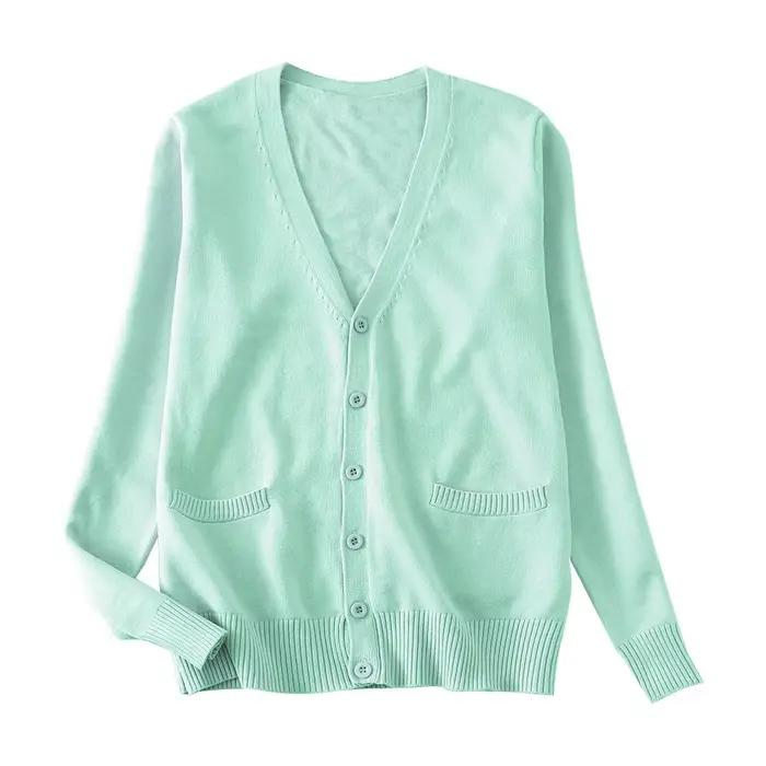 Nouveau pull solide bonbons femmes haut en tricot mode femme Cardigan printemps automne à manches longues adulte veste vêtements mince XXS-2XL