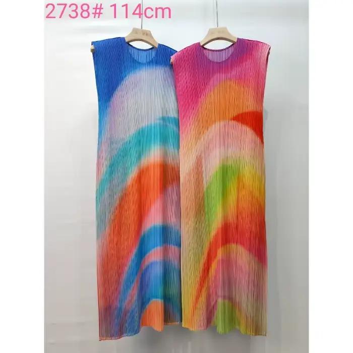 Miyake 2026 Nouvelle Veste Cardigan Plissée Imprimé Dopamine Coloré Tendance Élégante Amincissante Robes Plissées pour Femme pour Vacances et Voyages