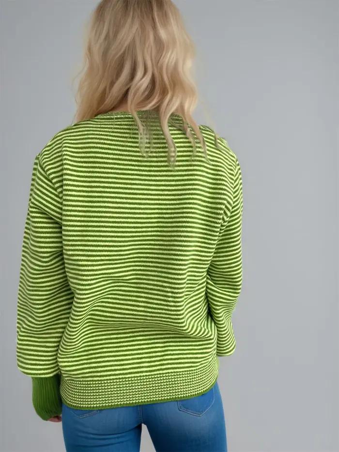 Cardigan tricoté rayé avec boutons et cravate