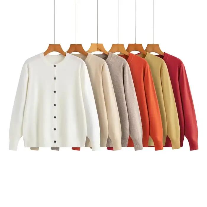 Cardigan tricoté à col rond pour femme