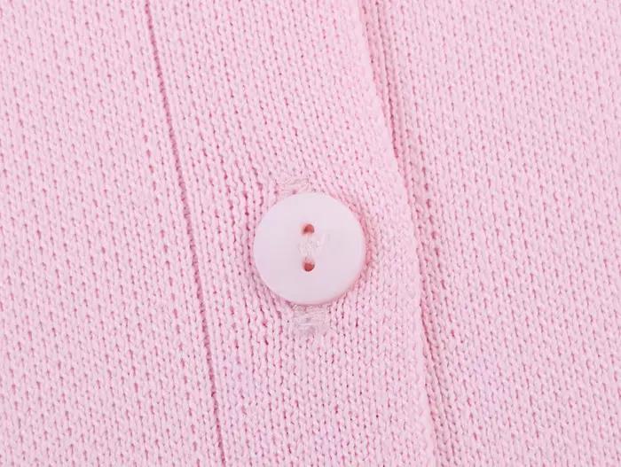 Cardigan en tricot rose et gris pour femme