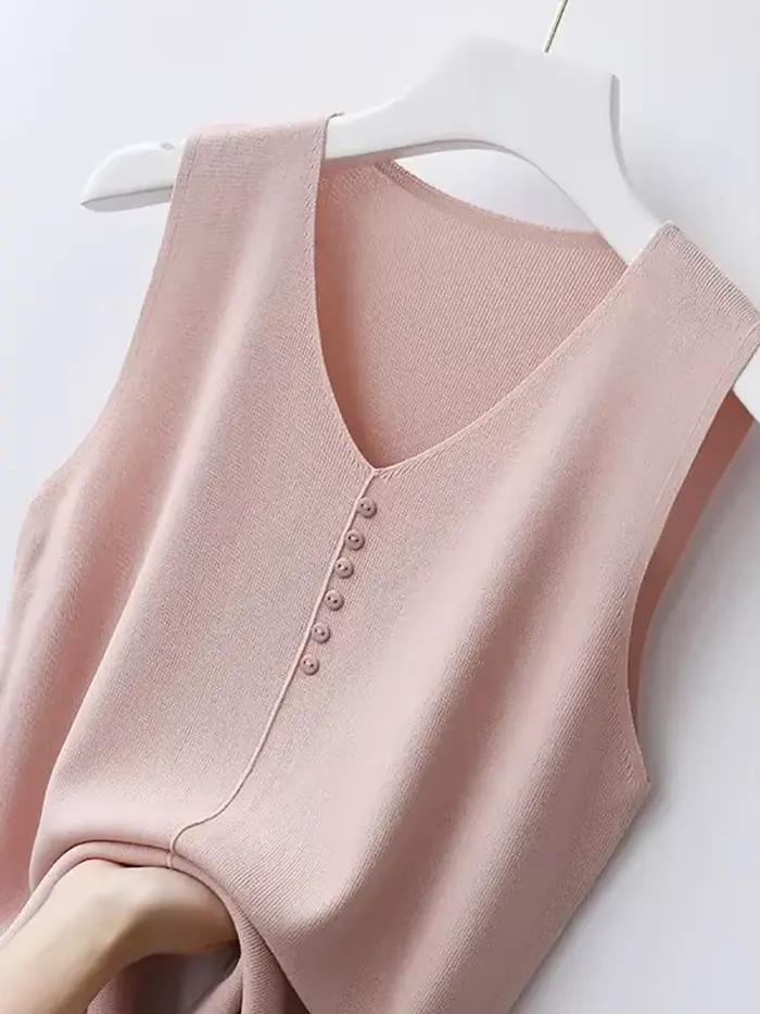 Débardeurs en tricot pour femmes décontractés et élégants en coton blanc noir beige rose bleu pour les occasions spéciales été printemps