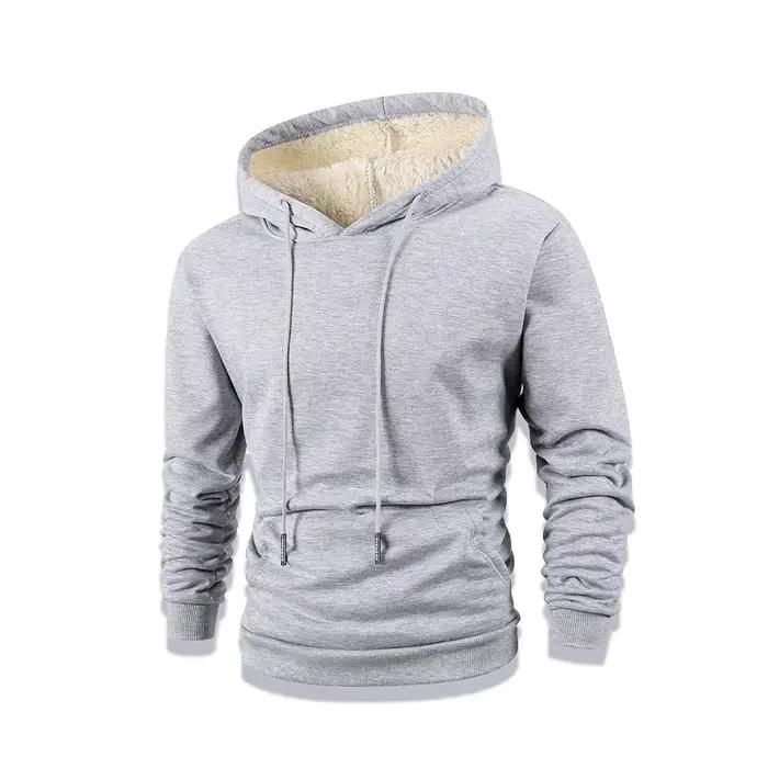 Hommes nouveau hiver chaud polaire doublé à capuche épais col rond solide basique pull sweat thermique confortable Streatwear hauts vêtements