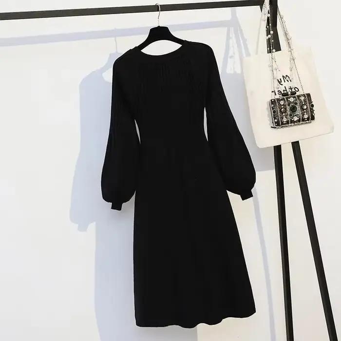Robe en tricot noir pour femmes juniors