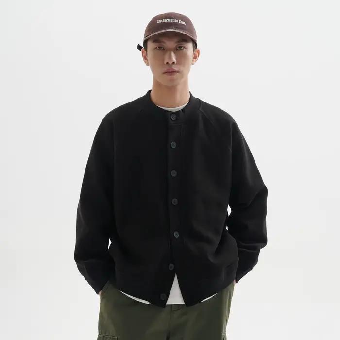 Cardigan ample à col baseball en maille gaufrée