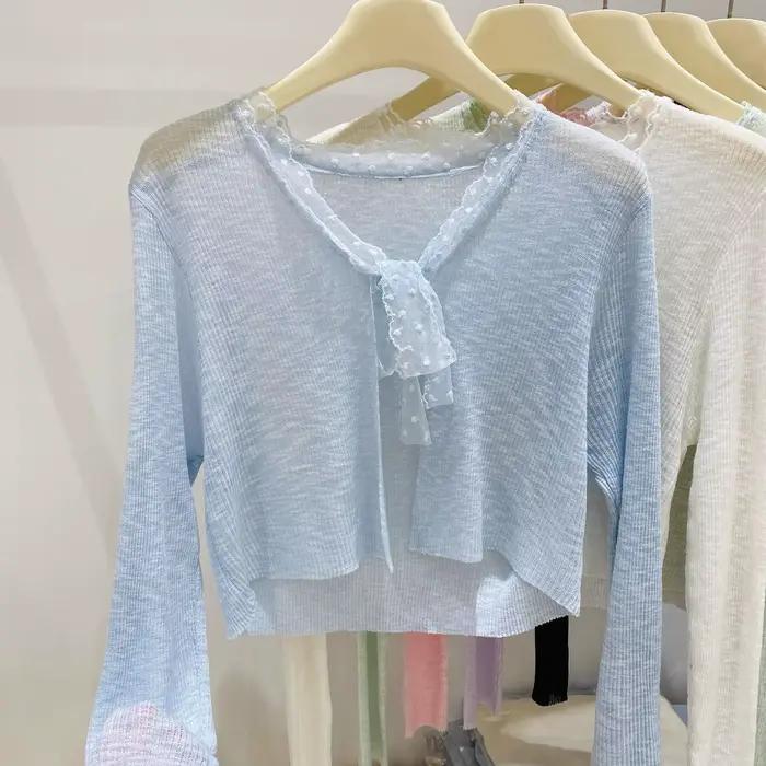 Cardigan en dentelle à nouer pour femme
