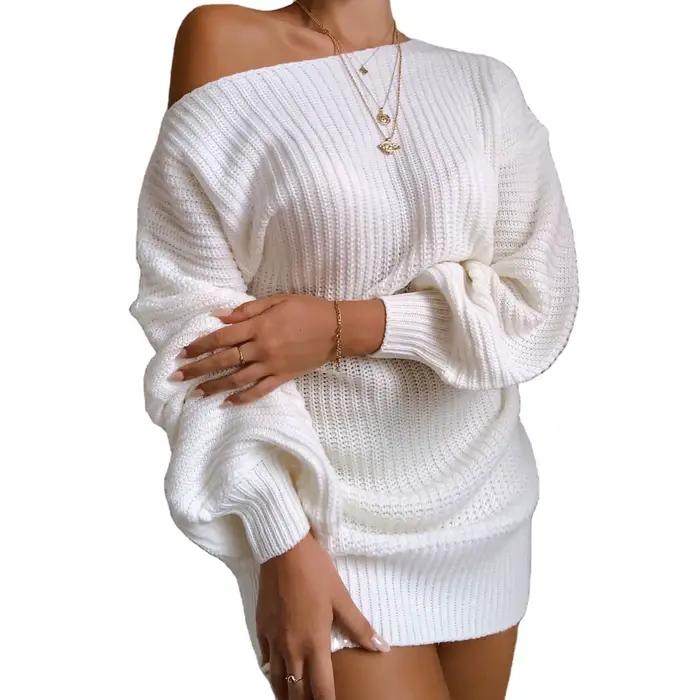 Pull pour femmes en polyester et coton avec coupe ample et manches lanternes pour l'automne et l'hiver occassions spéciales