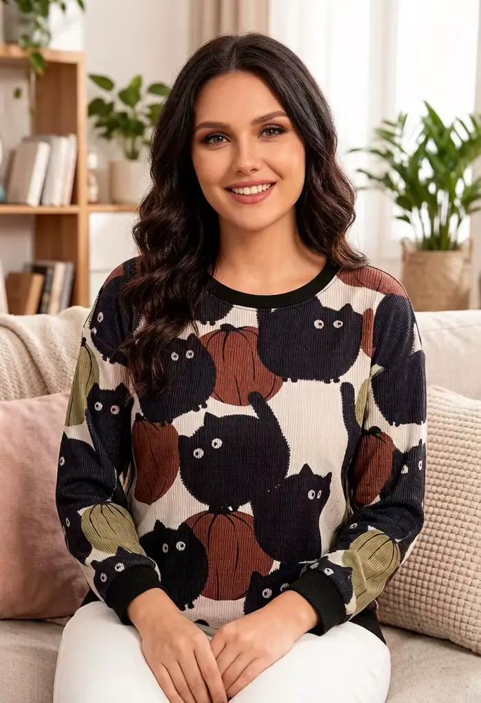 Pull tricoté à manches longues pour femme