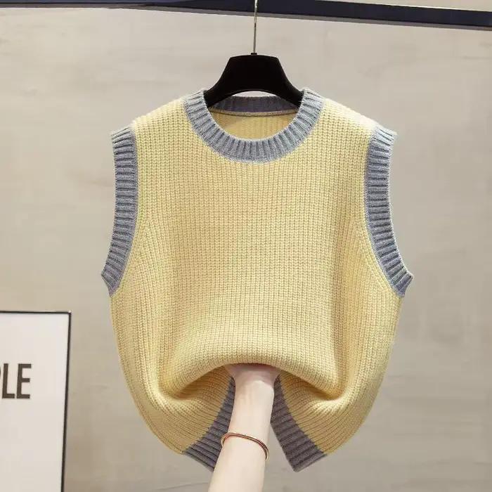 Pull à Col Rond en Couches Assorties pour Femme