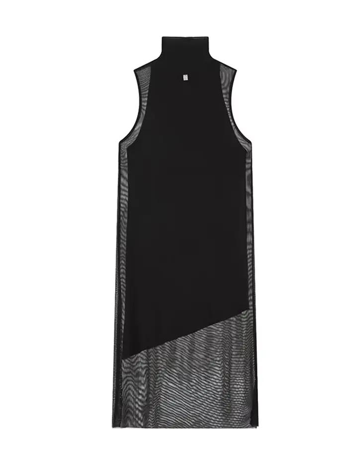 Robe Double couche sans manches à col roulé pour femmes