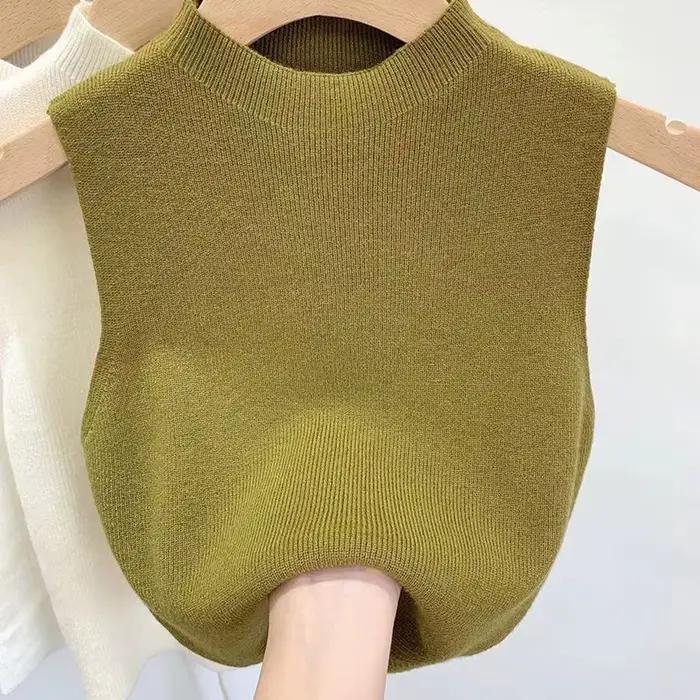 T-shirt col roulé en polyester pour femme, haut sans manches, élégant et confortable pour toutes les occasions printemps été