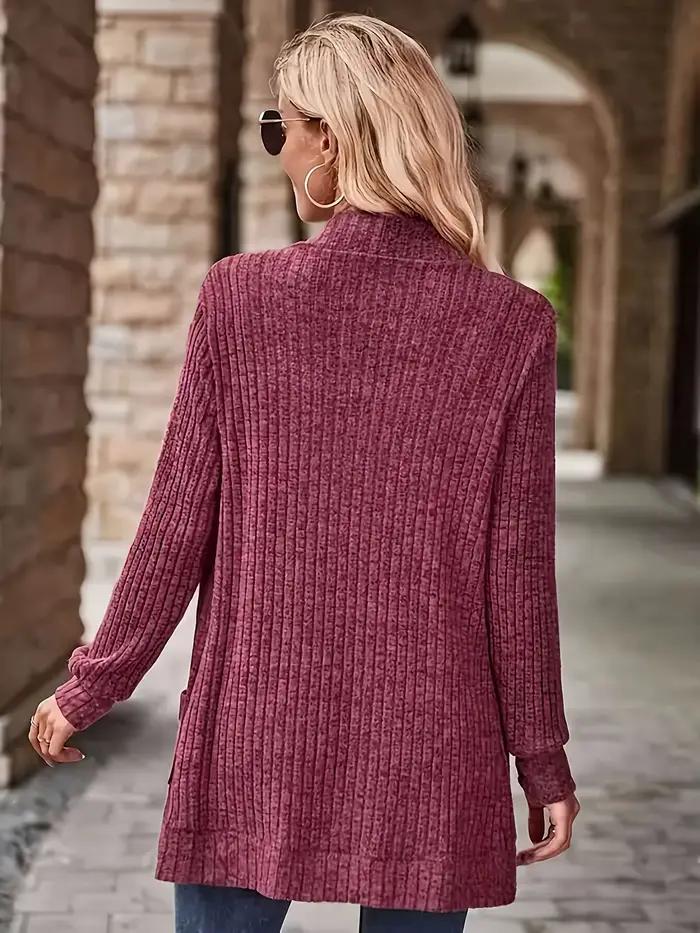 Pull en tricot long à col en V pour femme, motif directionnel tendance, style ample et élégant, coupe décontractée et confortable, occassions spéciales et quotidiennes
