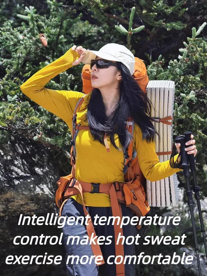 T-shirt en laine mérinos ultra-léger pour femmes protection solaire manches longues randonnée confortable et stylé