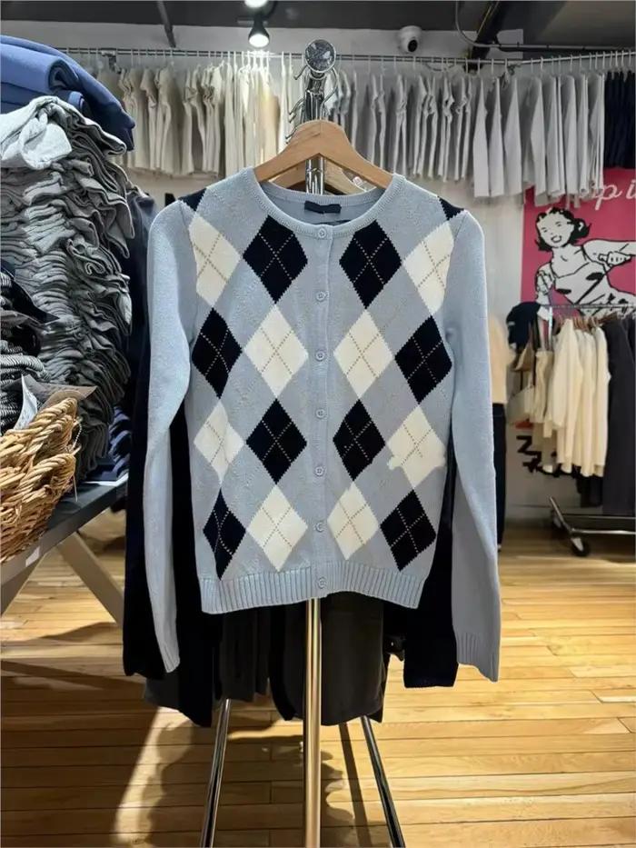 Pull jacquard boutonné femme automne hiver décontracté préppy style coton élasthanneOptionsResolver