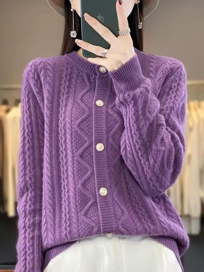 Pull à fleurs torsadées à manches longues pour femmes