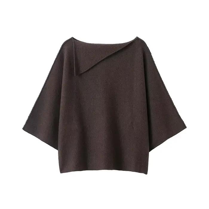 Willshela femmes mode solide ample tricoté pull