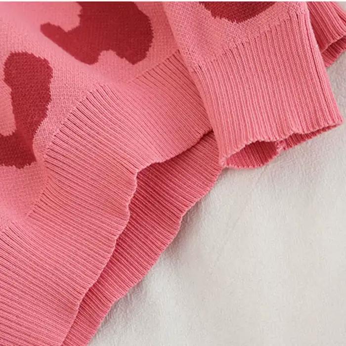 Pull léopard vintage en acrylique et polyester ample pour femmes, élégant et confortable pour automne-hiver occasions spéciales