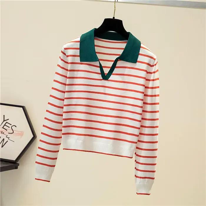 Jersey Mujer 2025 nouveau pull rayé femmes à manches longues décontracté rétro vêtements automne chandails femme