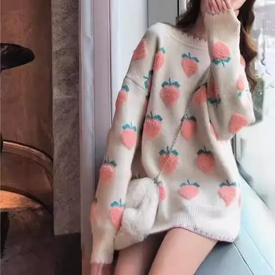 Pull en maille couleur pêche pour femme