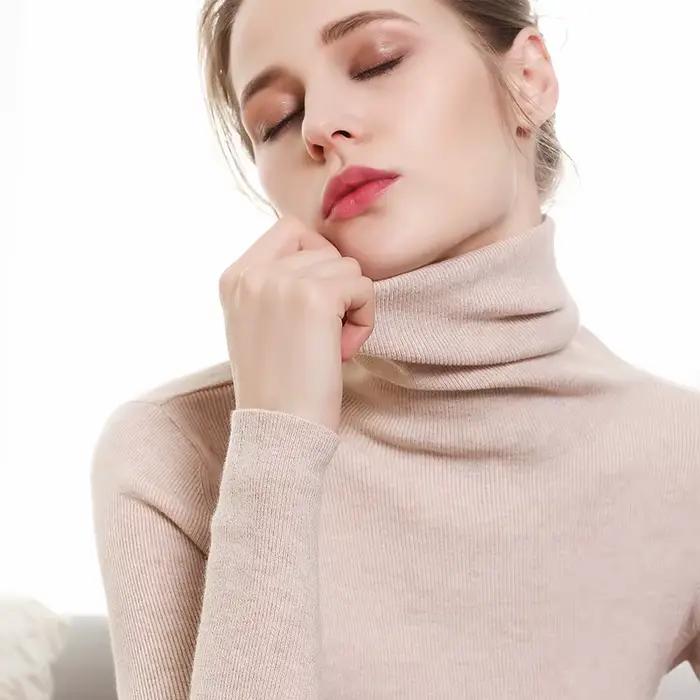 Pull en cachemire à col haut pour femme