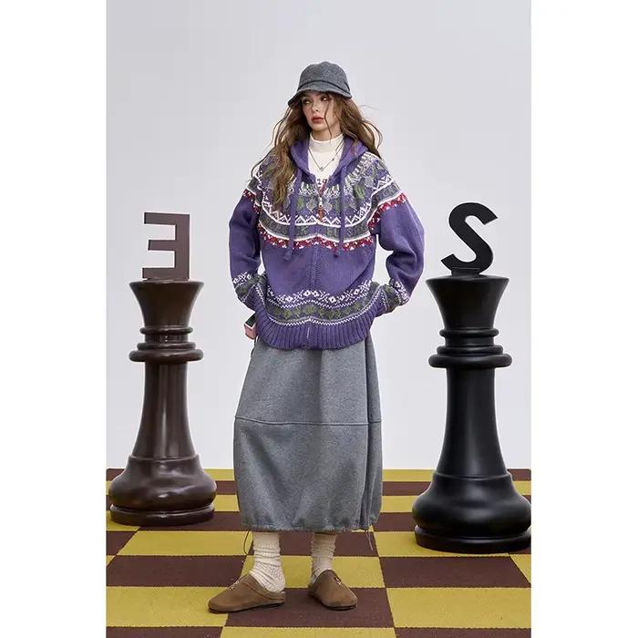 ELFSACK 2025 hiver nouveautés noël décontracté pull à capuche zippé pour femme
