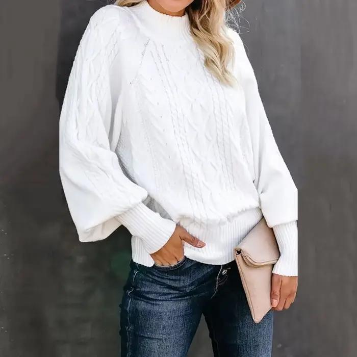 2025 hiver nouveau mi cou pull femmes lâche à manches longues tricoté chandails femme confortable décontracté couleur unie hauts pullover