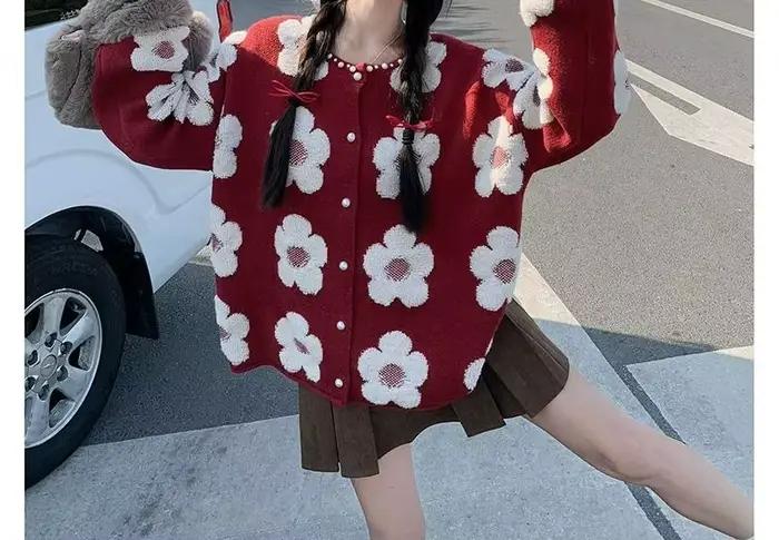 Veste pull Jacquard Cardigan automne et hiver