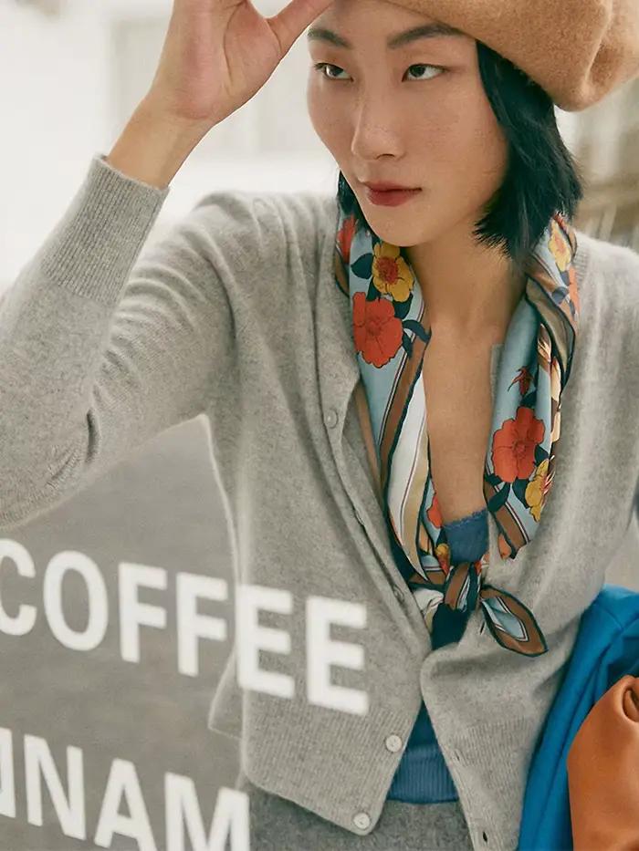Cardigan pur cachemire pour femme, col rond, manches longues, design élégant pour bureau et occasions spéciales ```