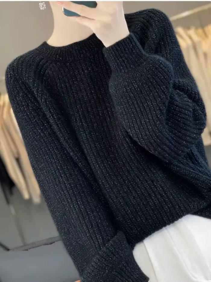 Pull en tricot à manches princesse pour femmes