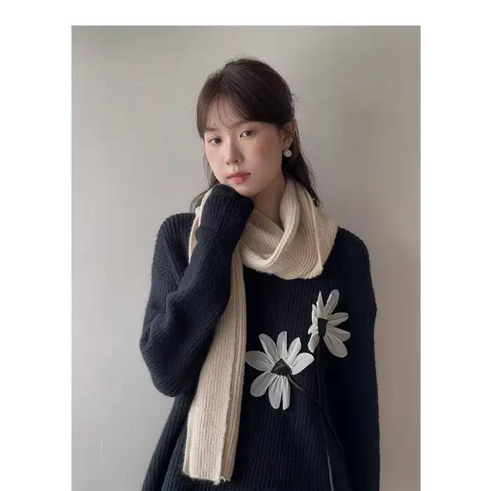 Pull rétro à fleurs tridimensionnelles pour femmes automne hiver polyester confortable occassions spéciales