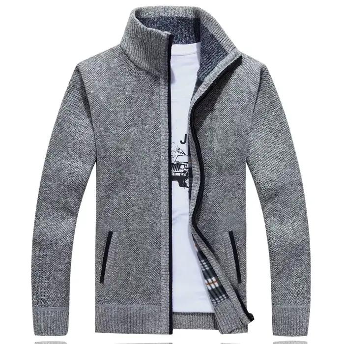 Cardigan à manches longues avec fermeture éclair complète pour homme