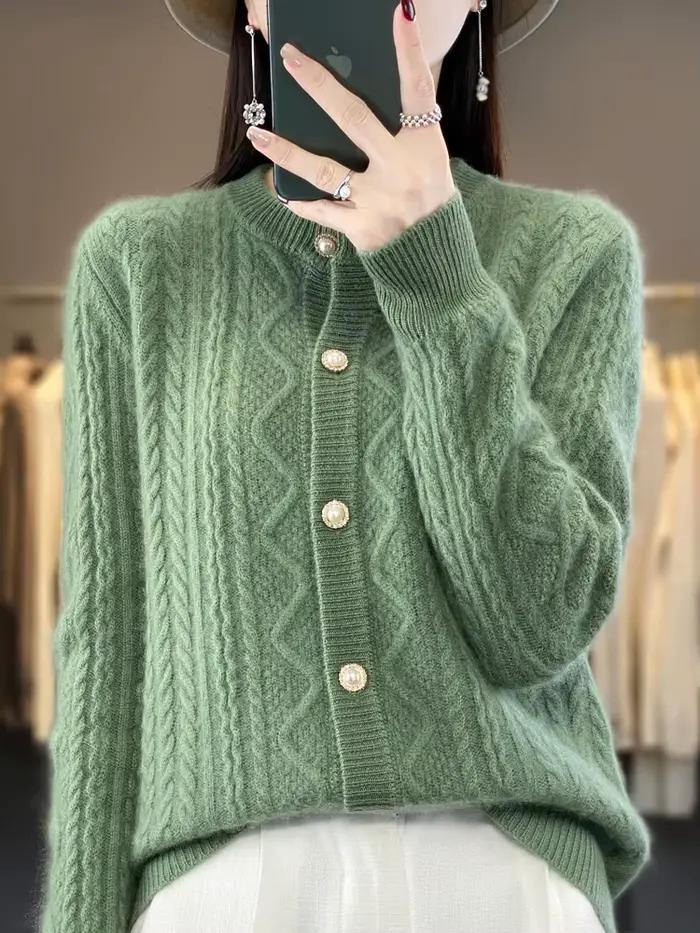 Pull à fleurs torsadées à manches longues pour femmes